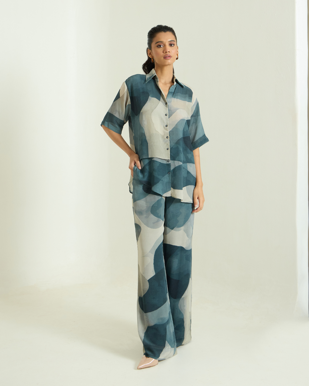 Relaxed Printed Half-Sleeve Shirt - Simor