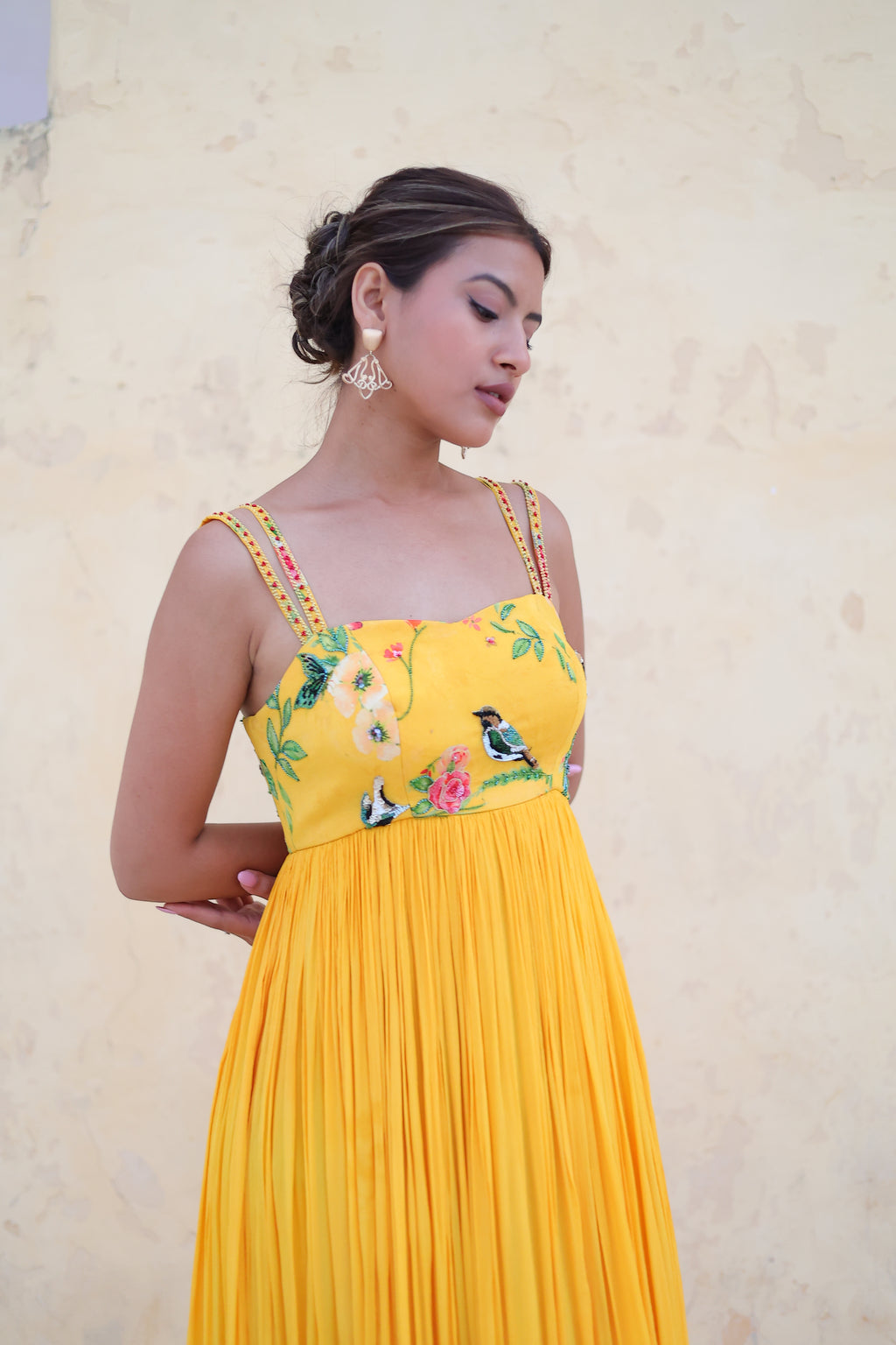 Tiered Flared Strappy Long Dress