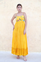 Tiered Flared Strappy Long Dress