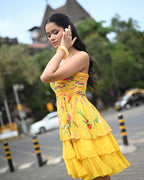 Simor Golden Hour tube layered short dress featuring a stylish, vibrant design perfect for casual or summer wear.
