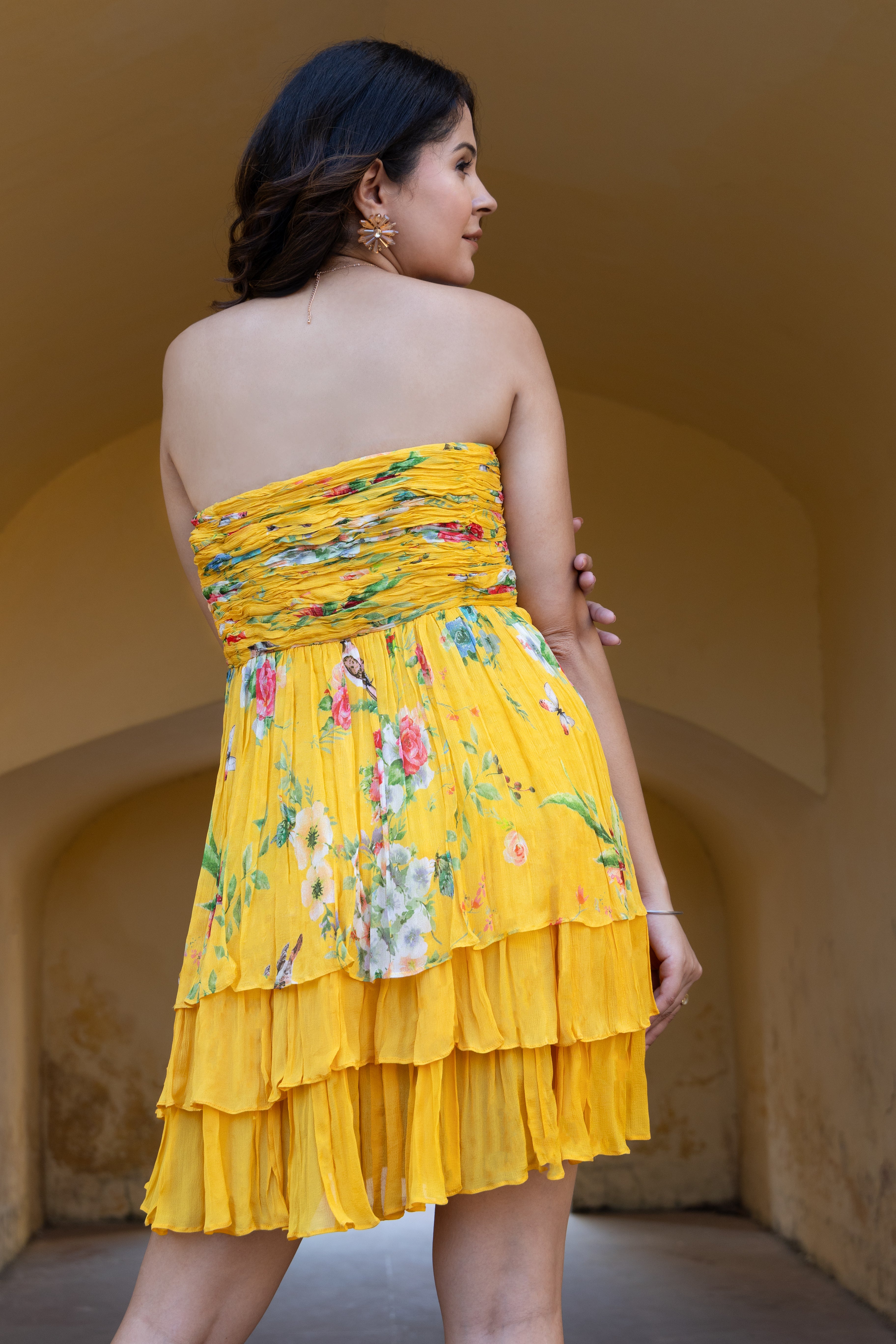 Flared Layered Tube Dress