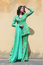 Floral printed sharara set with Organza dupatta