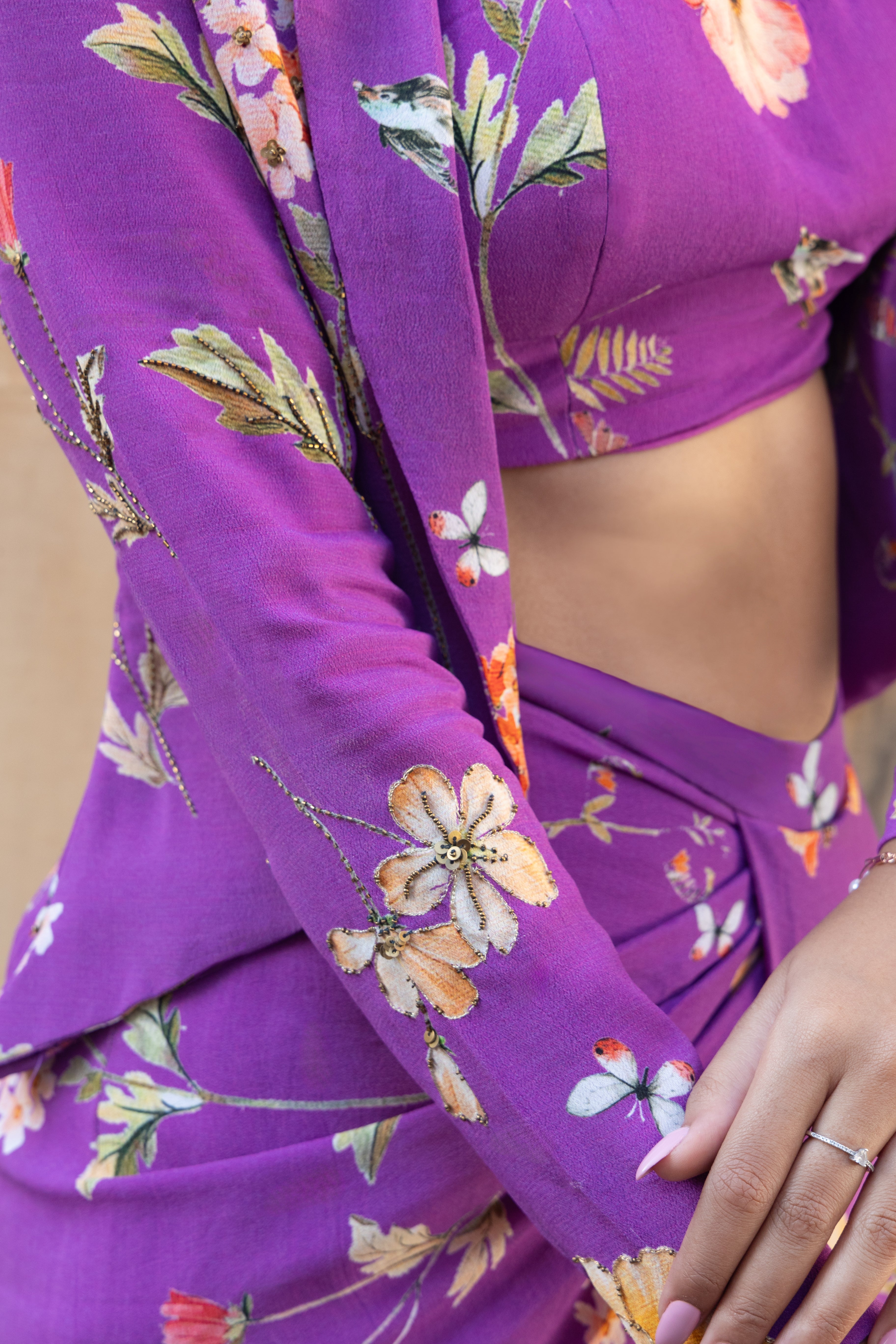 Draped skirt with Jacket set