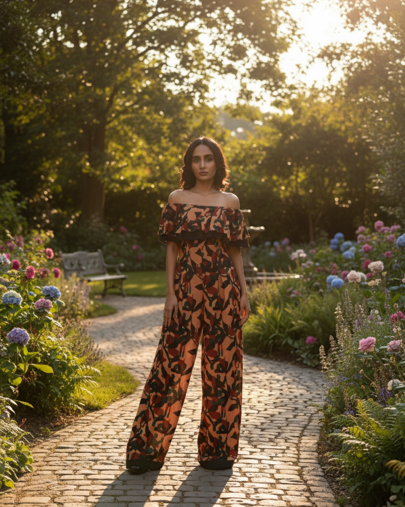 Printed Off Shoulder Jumpsuit