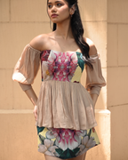 Floral Whisper peplum top and skort coord set by Simor, featuring a stylish floral print and elegant design.