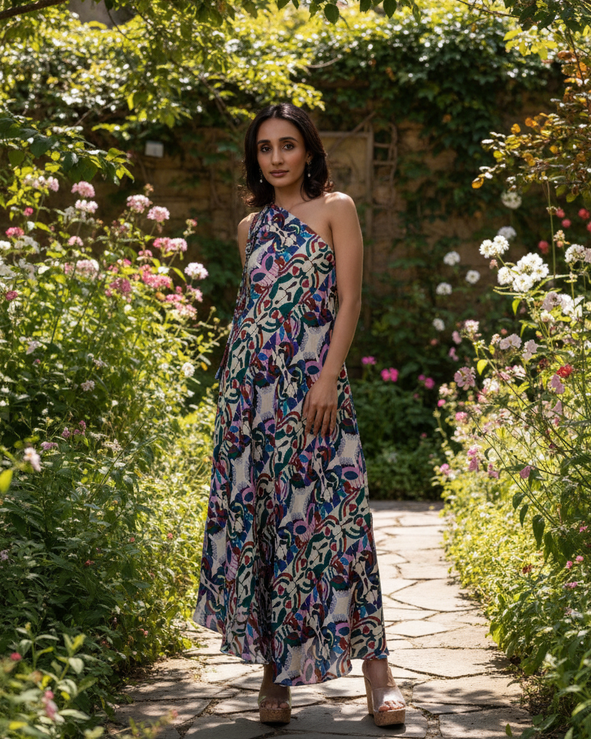 One Shoulder Asymmetrical Long Dress