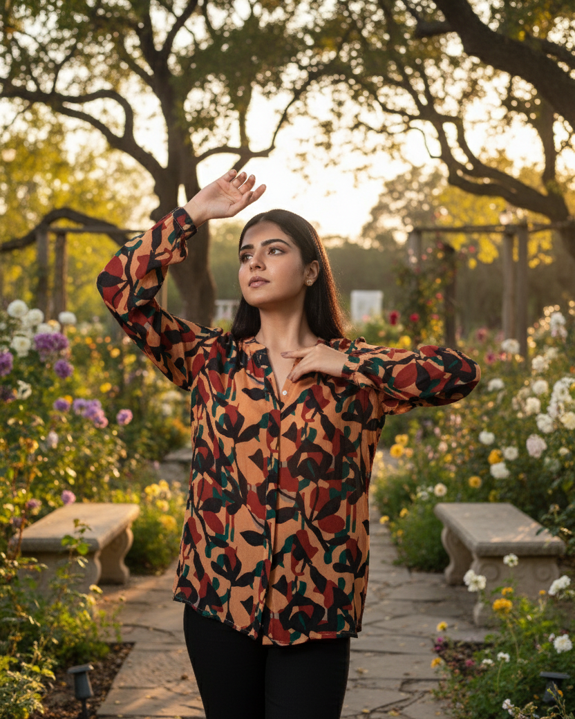 Peach Printed Shirt