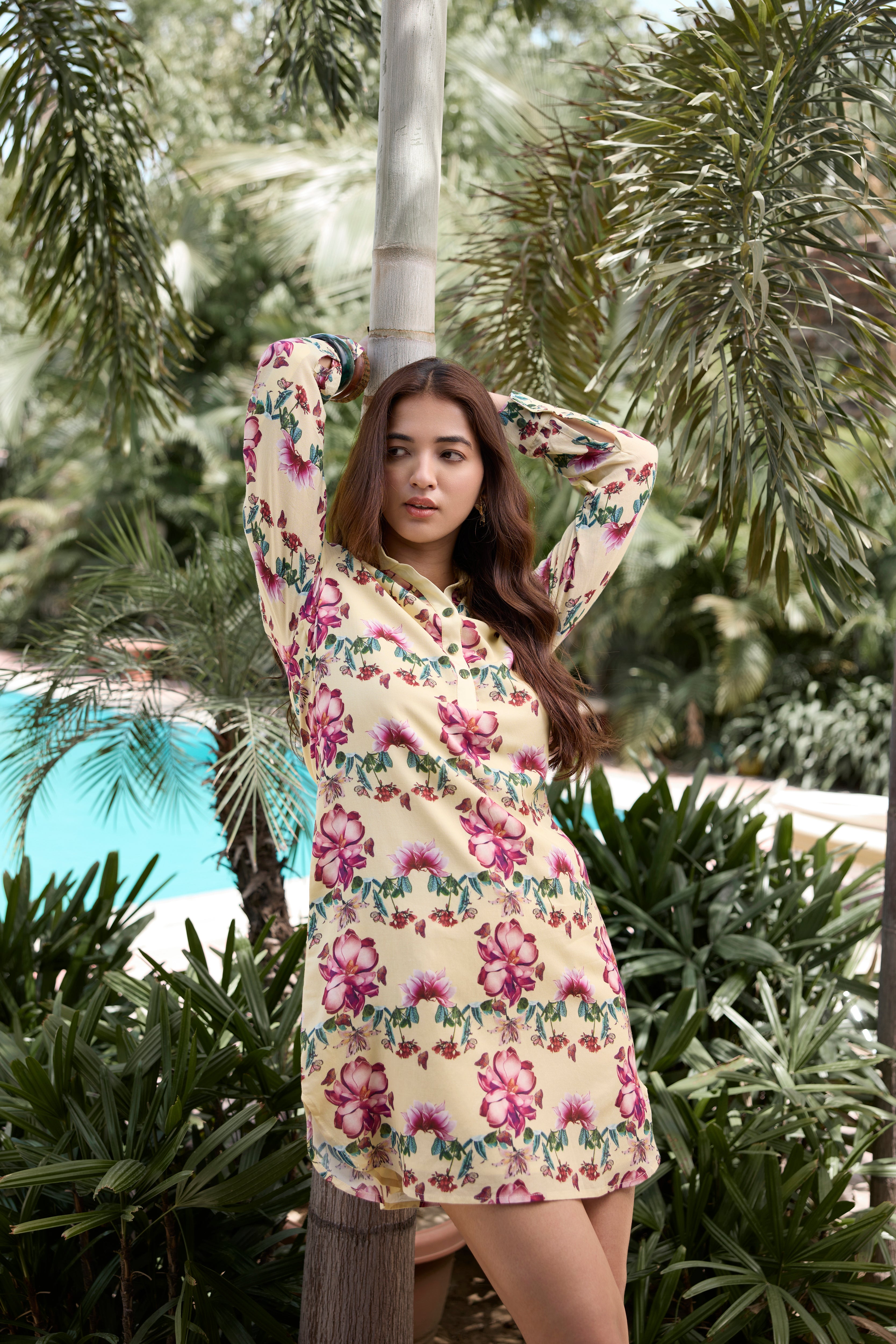 Tropical Bloom Shirt Dress