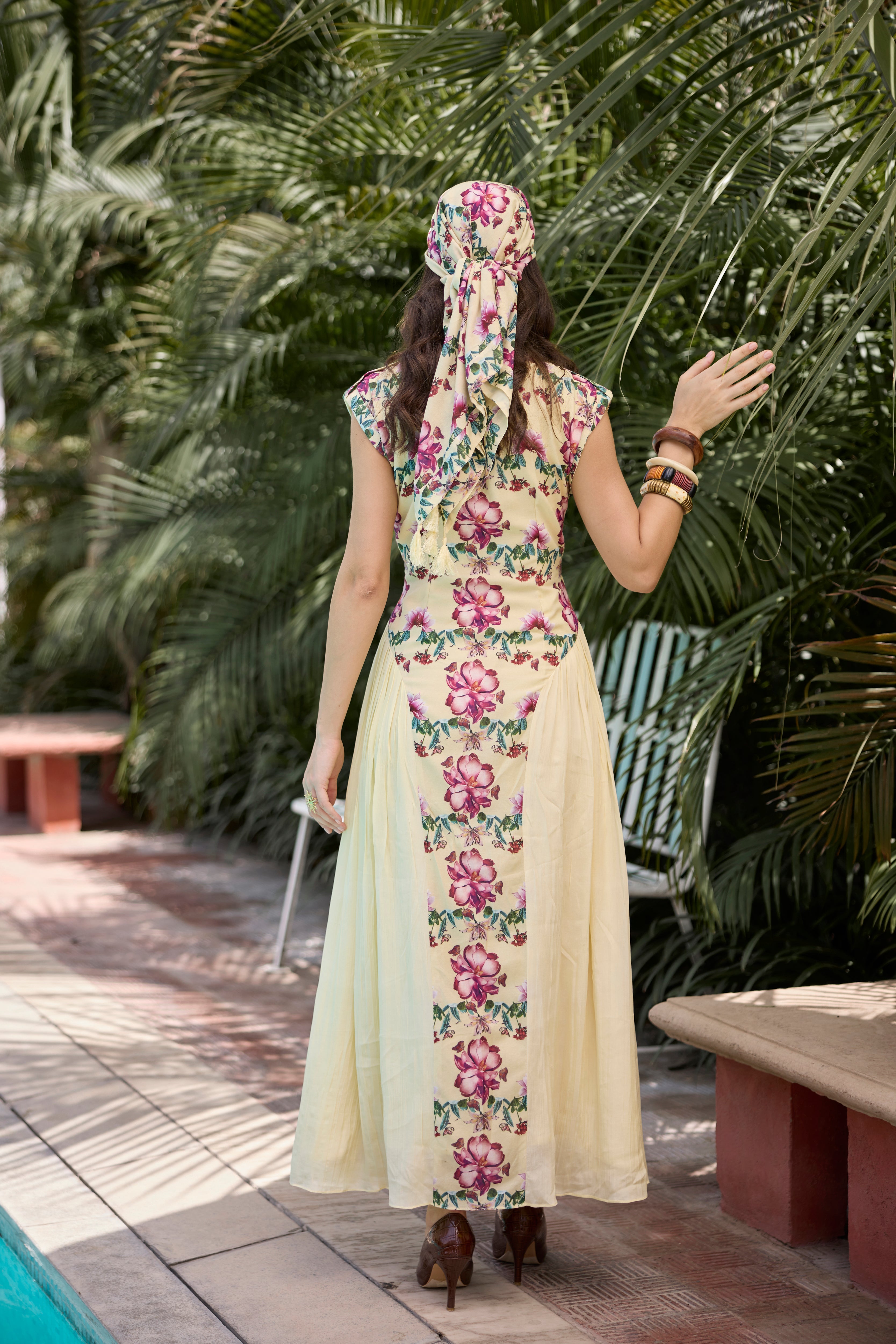 Serene Bloom Panelled Maxi Dress