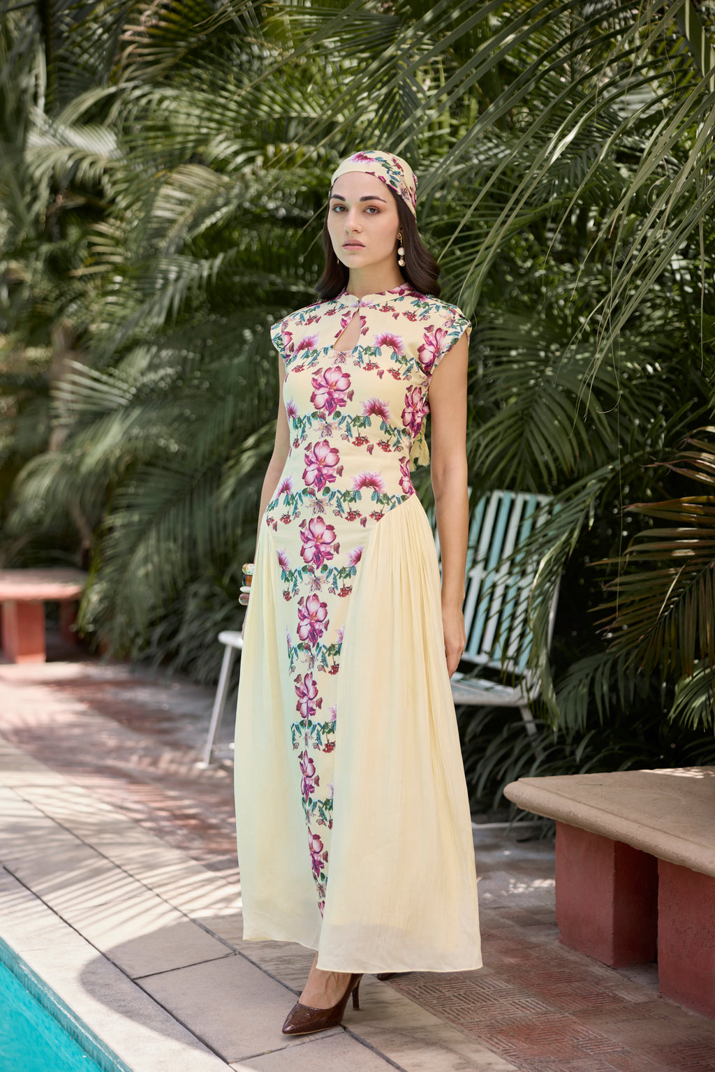 Serene Bloom Panelled Maxi Dress