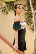 Midnight Bloom One-Shoulder Dress