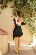 Midnight Bloom One-Shoulder Dress