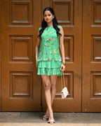 Simor Nature in Motion sleeveless layered short dress with flowing fabric and stylish design, perfect for casual wear.