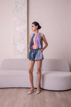 Simor pleated shorts co-ord set featuring a matching top and shorts, stylish and perfect for casual summer wear.