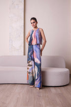 Simor pleated co-ord set featuring matching top and pants in a stylish, coordinated design suitable for casual or dressy occasions.