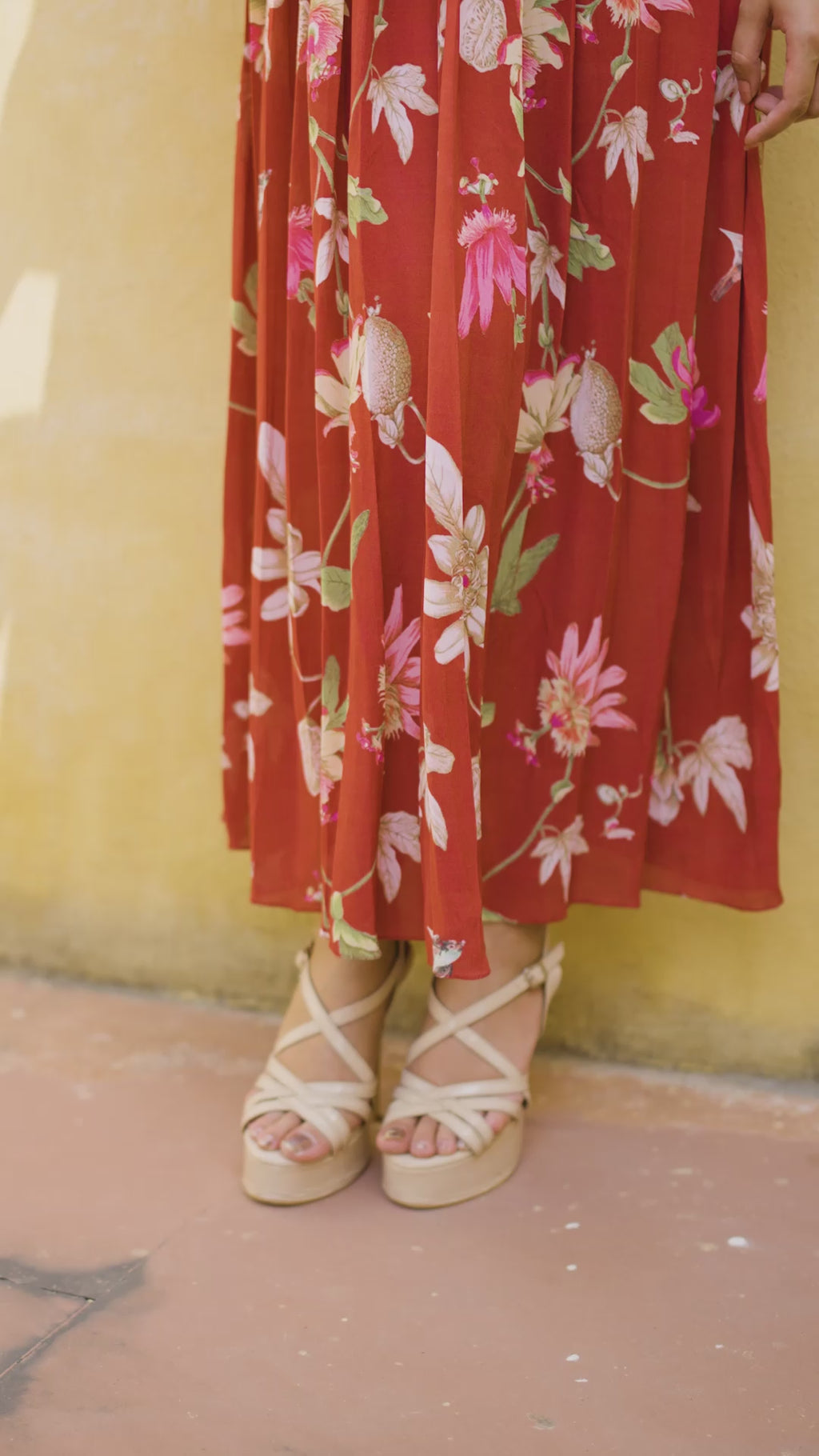 Red Pleated Long Dress