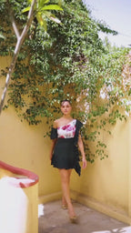 Midnight Bloom One-Shoulder Dress